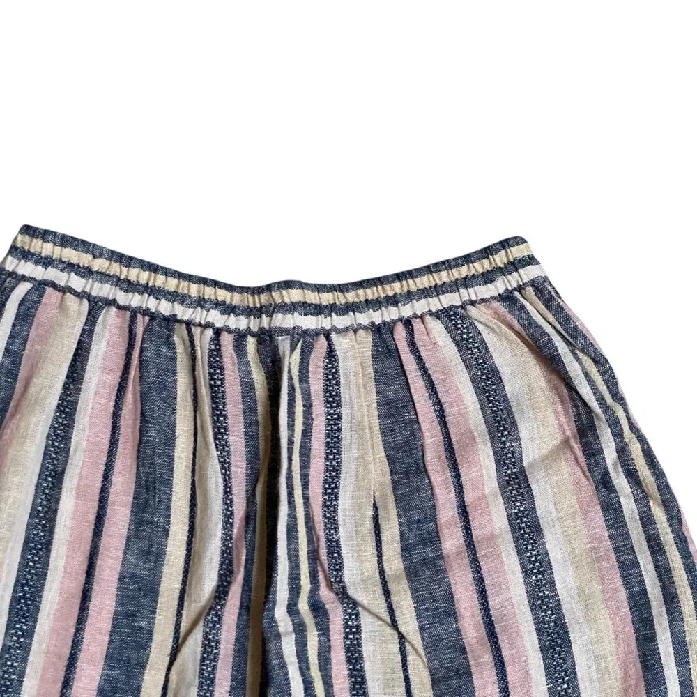 Drew Whitney Striped Linen Wide Leg Split Pants Anthropologie Small